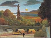 Henri Rousseau Seine and Eiffel-tower in the sunset oil painting artist